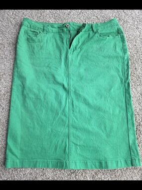 Bright Green Pencil Skirt with Front Seam